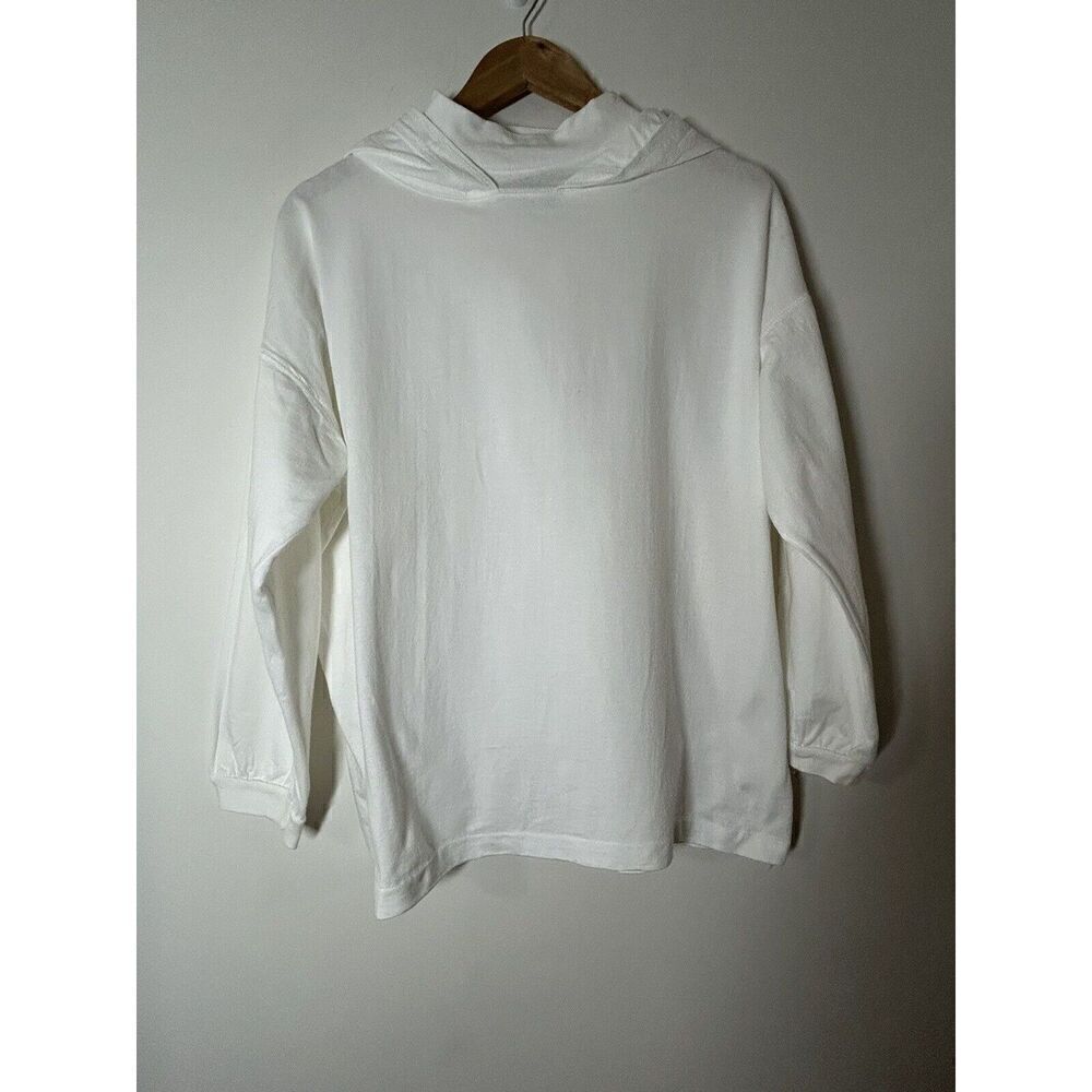 Daniel Caron Women's Large White Hoodie Mock Neck Pullover Vintage Top Shirt